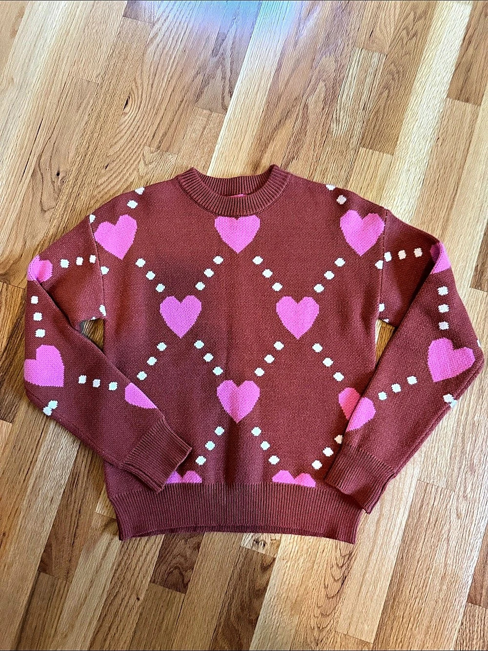 Heart Pattern Crewneck Sweater